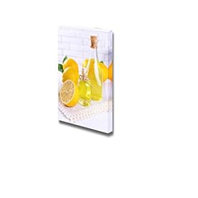 Canvas Prints Wall Art - Still Life Lemon Oil/Juice on Table | Modern Wall Decor/Home Decoration Stretched Gallery Canvas Wrap Giclee Print & Ready to Hang - 18" x 12"