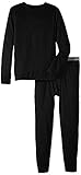 Fruit of the Loom Big Boys' Active Performance Thermal Underwear Set, Rich Black, 7/8