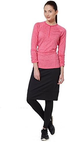 Modesty Athleisure Zip Neck 3/4 Sleeve Long Sleeve Tee by Snoga - Pink, XL