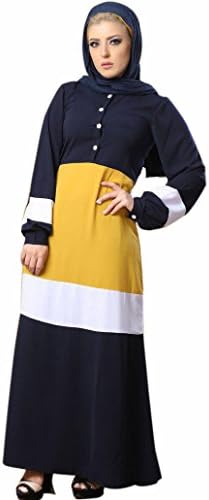 Muslim Women's Dress Pure Egyptian Crepe Abaya Set Islamic (Rawan) (Navy)