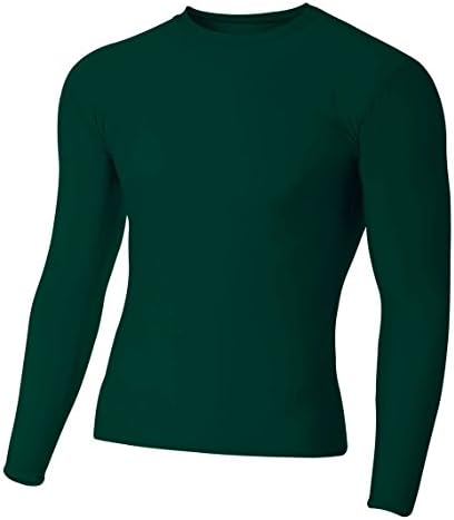 A4 Men's Compression Crew Long Sleeve, Forest, X-Large