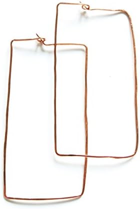 Mia Copper Geometric Earrings Rectangle Long Drop 3" Long 1 1/4" Wide