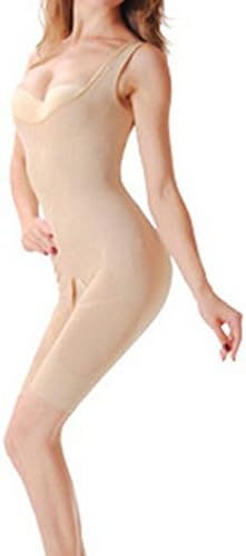 Gorgeous Pixels Women Bamboo Body Shaper Crotch Openings Shapewear Underbust Bodysuit(Size 8-10,Beige)