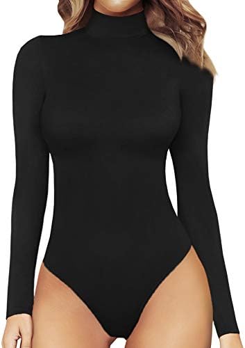 black polo neck bodysuit