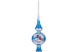 GLASS CHRISTMAS ORNAMENTS Lingtoolator ee Topper – Unique Collection of Blown Glass Xmas Tree Finials – Mouth-Blown, Hand-Painted Treetop Glass Season Decorations, Beautiful, Classic Christmas Tree Ornaments, 10 inch, Birds