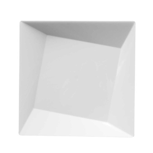 Party Essentials 10-Count Hard Plastic 9.5" Twisted Square Lunch/Dinner Plates, White