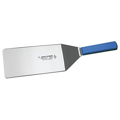 Dexter Cool Blue Basics Stainless Steel Hamburger Turner With Blue Polypropylene Handle - 8