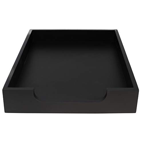 HumanCentric Wood Letter Tray (Solid Black) Desk Paper Tray for Files