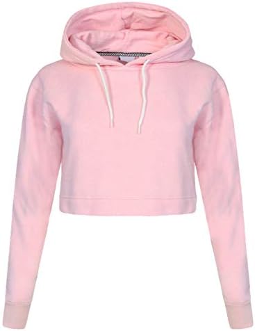 Urban D Kids Girls New Sexy Crop Top Hoodie Plain Pullover Sweatshirts Elegant Hooded Jumpers UK 7-13 Yr