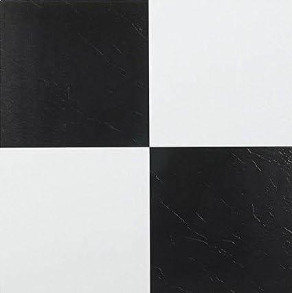 Style 103 Black White Checkered Vinyl Floor Self Stick Tiles Adhesive Flooring 12''x12'' 80 Pieces