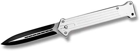 Tiger USA Silver Assisted Opening Joker Pocket Knife Black Blade Belt Clip
