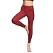 Chikool Workout Pants for Women High Waist Mesh Yoga Leggings Inner/Out Pocket Red
