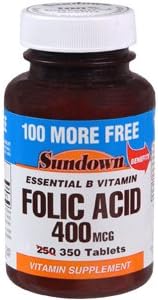 SUN DOWN FOLIC ACID 400MCG 250+100 350Tablets