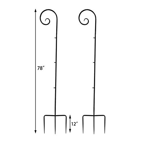 Vencer Set of 2 Shepherd Hook 78 Inch Heavy Duty 7/10 in Thick Rust Resistant Premium Metal Hook for Weddings Hanging Plant Baskets Solar Lights Christmas Lights Lanterns Bird Feeders,VHH-003
