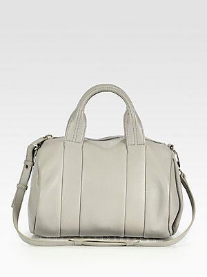 Alexander wang bauletto alexander wang rocco in pregiata pelle d'agnello martellata grigio chiaro t/u grey