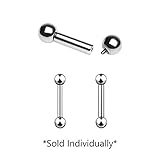 Steel Internally Threaded Barbell Tongue Nipple Ring 12&10 Gauge