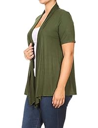 Cardigan de mujer de manga corta con estampado liso y abertura frontal, fabricado en Estados Unidos