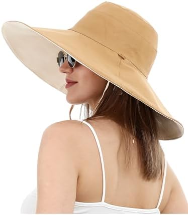 Womens Sun Hat Wide Brim with Ponytail Hole Neck Flap  display picture 2