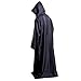 WESTLINK Hooded Robe Cloak Knight Cosplay Costume Cape - New Version - Bigger Cape (Double Cloth) with Strings Black