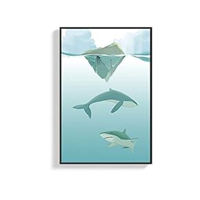 Framed Canvas Wall Art for Living Room, Bedroom Dolphins Canvas Prints for Home Decoration Ready to Hanging - 16x24 inches
