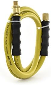BluBird Oil Shield RMA Class A Professional Rubber Air Hose 3/8" x 5' Snubber Hose w/ 1/4" MNPT Ball Swivel x 1/4" FNPT Revolving ends. 300 PSI