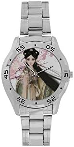 Fathers/Boyfriends Gifts Japanese art Geisha Girl Men's Stainless Steel Analog Watch
