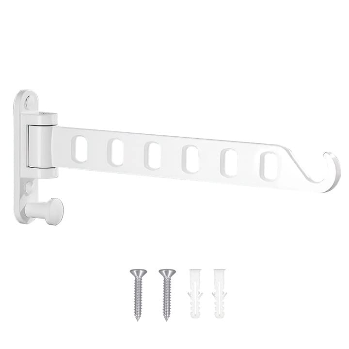 Lxoraziy Wall Mounted Clothes Hanger, Foldable Wall Clothes Airer, 180° Swivel Hanger, Wall Hook with Screw, for Laundry, Bathroom, Utility Room, Bedroom