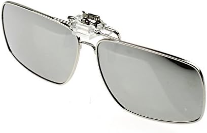 Jaky® Mens&amp;Womens Retro Polarized Clip on Flip up Plastic Sunglasses Metal Clip Driving Fishing Traveling Protection UV400,UVA,UVB(Silver Lens)