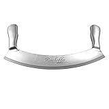 Mezzaluna Knife & Pizza Cutter Rocker - 12 Inch (30.5 cm) Stainless Steel Double Handle Crescent Chopper Blade - Vegetable, Salad & Herb Mincer, Slicer, Dicer - Premium Quality Kitchen Tool