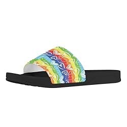 Howilath Heart Rainbow Stripes Comfortable Sandals