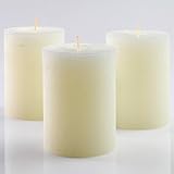 Set of 3 Ivory Pillar Candles 3" x 4" Rustic Unscented Dripless for Weddings Home Decoration Church Restaurant Spa Florist Smokeless by Melt Candle Company