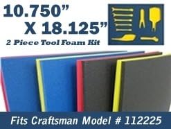5S Tool Box Shadow Foam Organizers (2 Color) FITS Craftsman Model# 112225 TOP Box (10.75" x 18.125", Blue Top/Red Bottom)