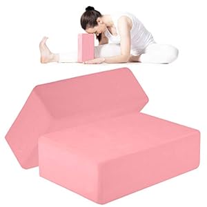 ANJUU Yoga Block 2 Pack High Density EVA Foam Blocks, Non-Slip Surface Cork Yoga Brick 9″x6″x3″Eco-Friendly EVA Foam Exercise Blocks Set for Improve Stretching Yoga/Pilates/Meditation- Light Pink