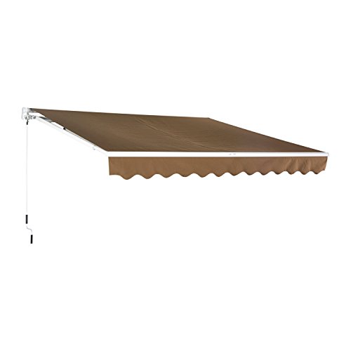Outsunny 13′ x 8′ Manual Retractable Patio Awning Sun Shade – Coffee