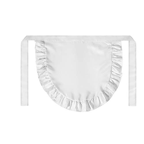 SUN2ROSE Girls Cosplay Waist Apron Tight Costume, White Cotton Half Apron Kitchen Party Favors Also Fits for Kids Apron (Small)