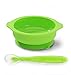 Baby/Toddler Feeding Silicone bowl with Stay-Put Suction Base and Spoon Set (Green)