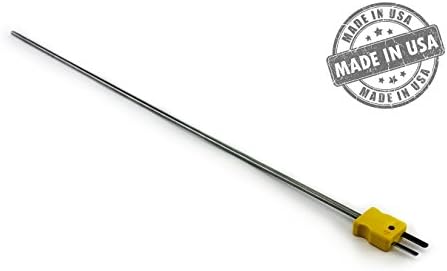 Temprel AT21MG-12K-CI-Z Thermocouple Probe, Type K, Length 12", Grounded Junction, Molded On Mini-Plug Sheath: 0.125" & Inconel