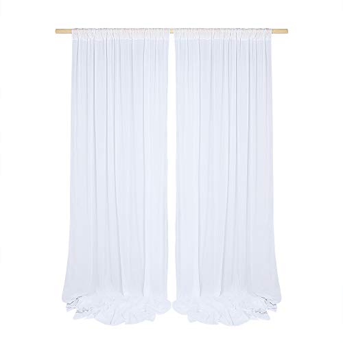 Woowland 10 Feet X 10 Feet White Crinkled Chiffon Backdrop