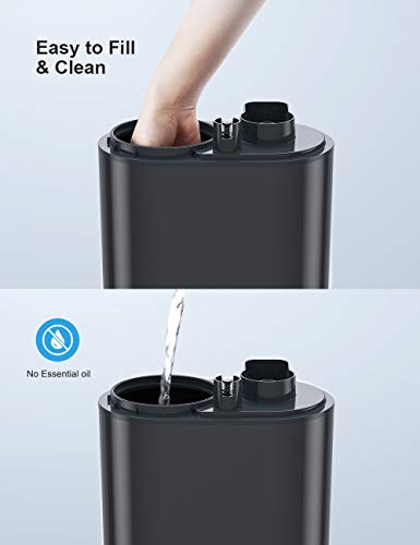 Homech Ultrasonic Cool Mist Humidifier for Bedrooom, 4L/1.06 Gallon Wide Opening, 360° Nozzle, Waterless Auto Shut-Off (Dark Space Gray)