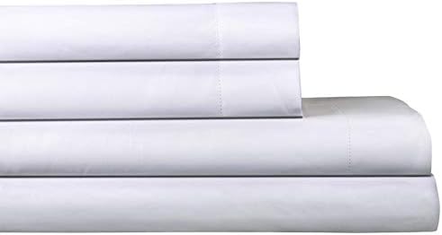 Audley Home 100% Egyptian Cotton 300 Thread Count 3 Piece Bed Sheet Set Ultra Soft Breathable Extra Long Staple (1 Flate Sheet, 1 Fitted Sheet & 1 Pillowcases) (Twin, White)