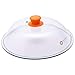 Mikro Innovations Microwaveable Tempered Glass Plate Food Cover Tall Spatter Guard - Silicone Grip with Steam Release Vent Hole - 2lbs - Orange