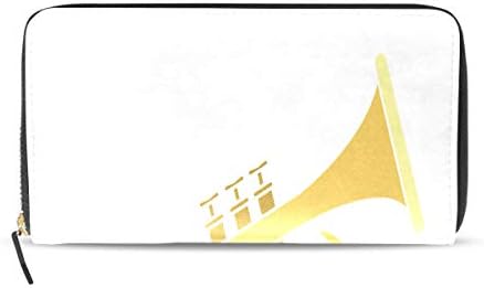 Music Classic Trumpet Audio Art Long Passport Clutch Purses Zipper Wallet Case Handbag Money Organizer Bag Credit Card Holder For Lady Women Girl Men Travel Gift