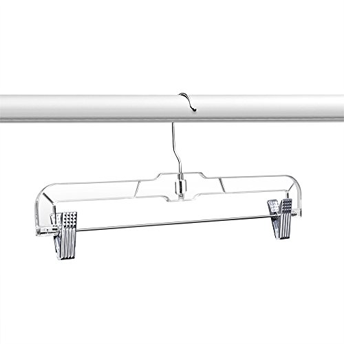 HOUSE DAY 12 Pcs Pack 14 inch Clear Plastic Skirt Hangers with Clips, Skirt Hangers, Clip Hangers for Pants, Bulk…