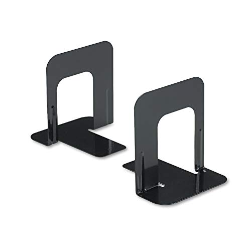 Innovera Nonskid Heavy Gauge Steel Universal Economy Bookends, 4 3/4 x 5 1/4 x 5-Inches, Black, 6 Pair (54055)