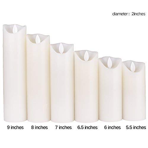 Flameless Candles LED Candles Flickering Battery Operated Flickering Light Pillar Real Smooth Wax with Timer and 10-key Remote for Wedding(Set of 9)