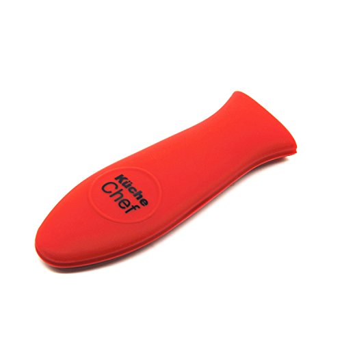 Kuche Chef Premium Large Red Silicone Hot Handle Holder for Cast Iron Skillets, Pans, Frying Pans & Griddles, Metal and Aluminum Cookware Handles