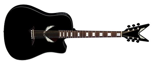 Dean Tradition Acoustic-Electric Cutaway Guitar with V Headstock, Tuner Preamp, Classic Black