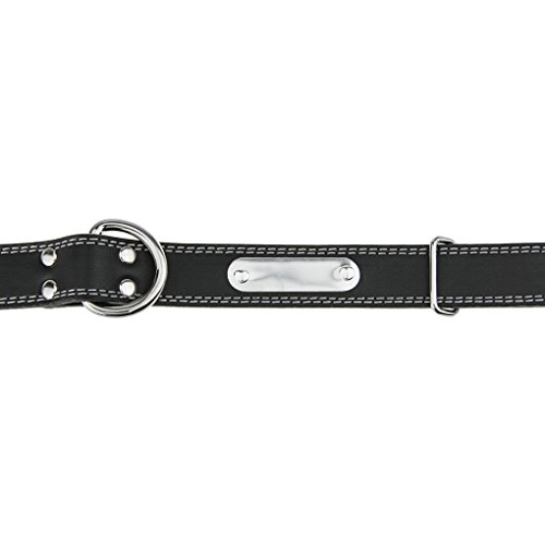 Moonlove Personalized Name Dog Collars Pet Cat Puppy ID Charm Tags, Black Leather Adjustable Dog Collars Custom Made Stainless Steel Engraved Dog Name Plate/ID Phone Tags - Thumbnail 5