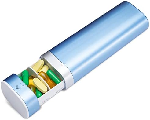 Pilulier hebdomadaire 7 jours - Pilulier de voyage - Joli pilulier pour contenir des vitamines, des médicaments, des suppléments, des pilules (bleu)