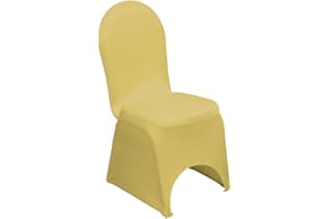 CV Linens Gold Chair Cover - Banquet Chair Cover, Spandex Chair Covers Stretch Slipcovers for Wedding, Dinner Party, Kitchen Accent